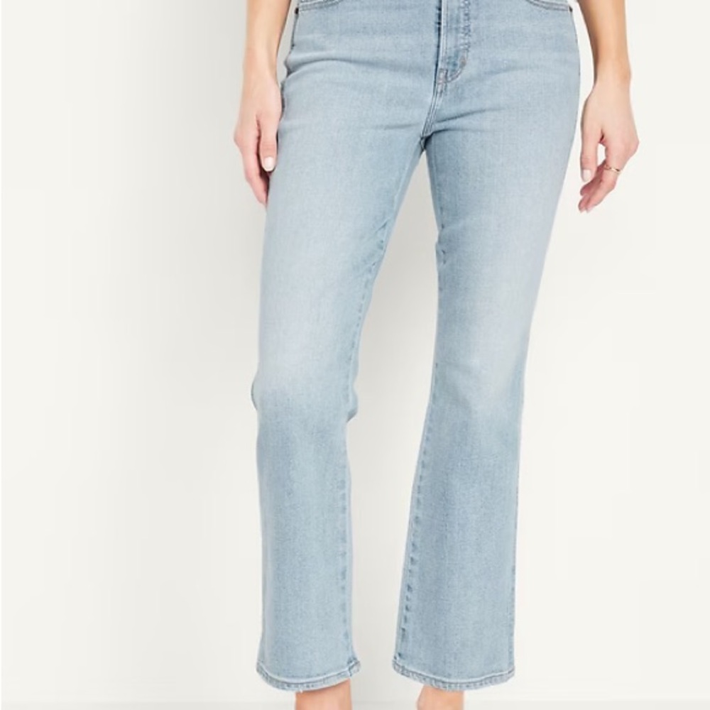 Old Navy Vintage High Rise Cropped Flare Jeans Light Blue Sz 14P